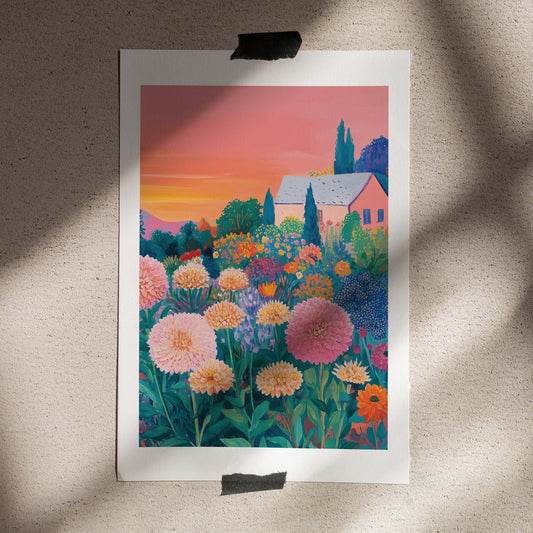 Poster 50x70 Dahlias Sunset