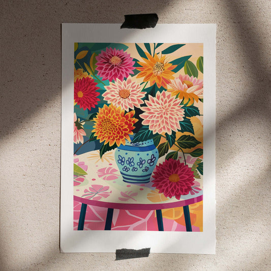 Poster 50x70 Dahlias in a vase